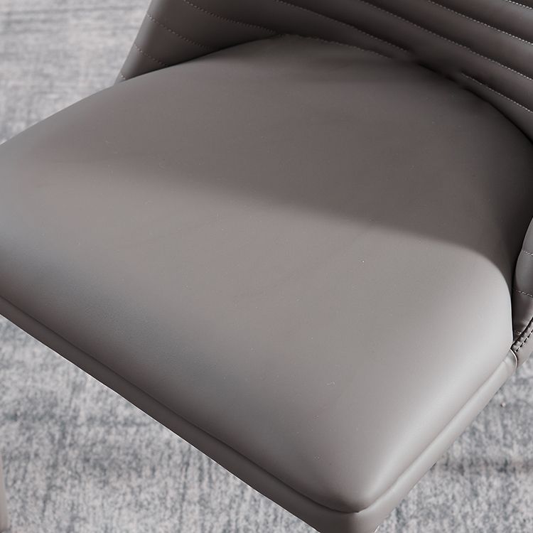 Chaise de salle à manger sans bras tapissée de style contemporain avec dossier solide