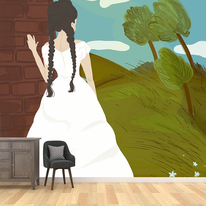 Figure Illustration Mural Mildew Resistant Wallpaper Sleeping Room Wall Mural