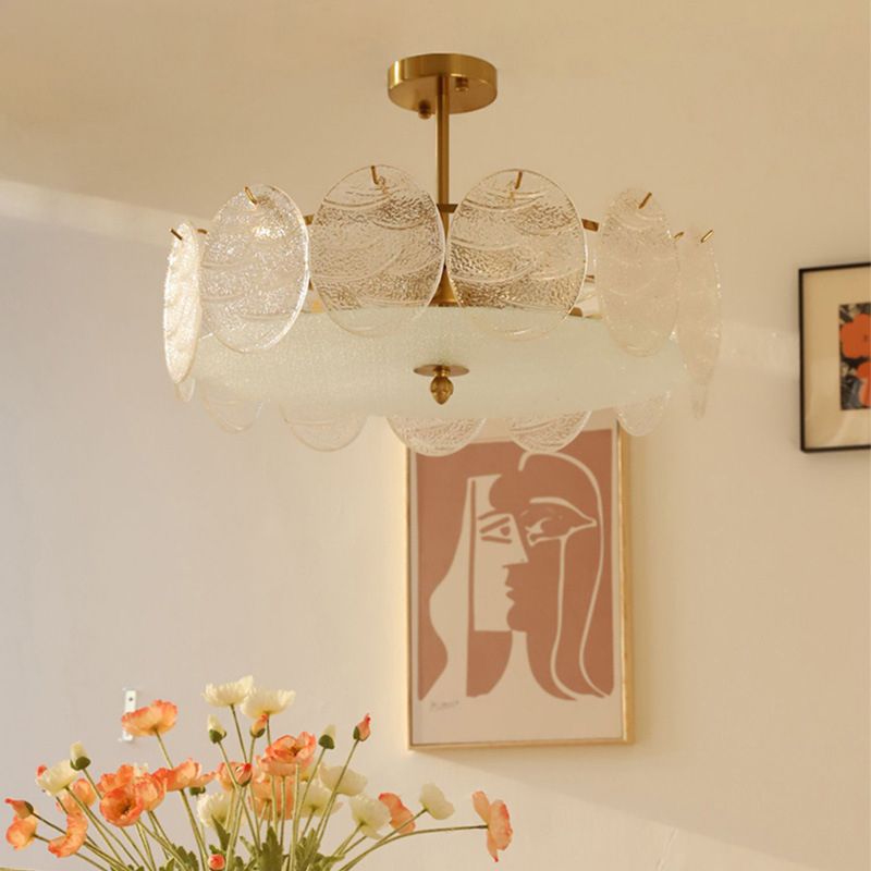 Contemporary Ceiling Lamp Round-shaped Glass Flush Mount Light Fixture