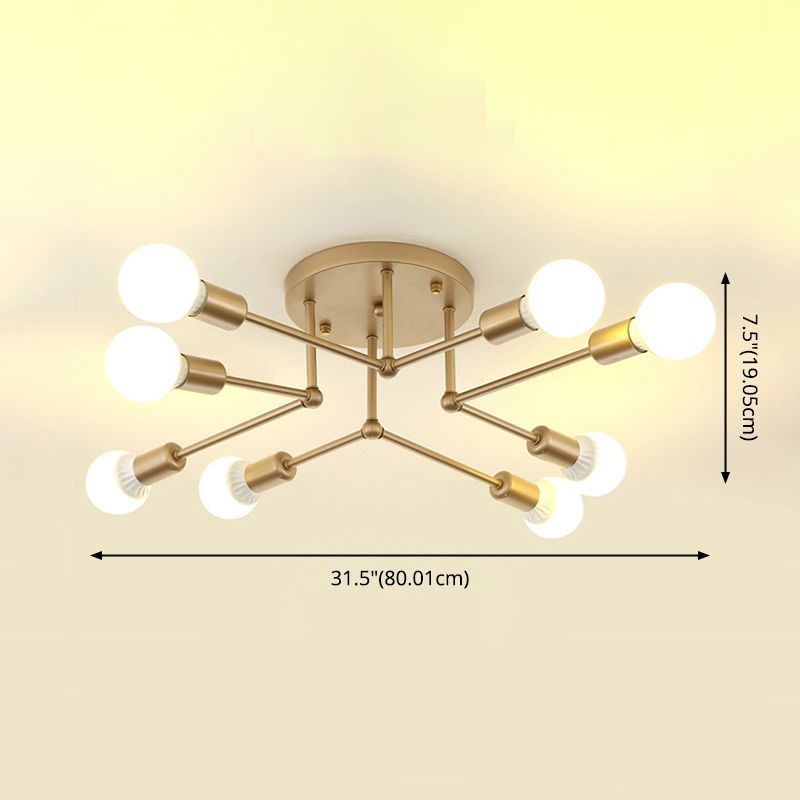 Industrie Retro Radial Semi Flush Mount Schmiedeeisendecke für Wohnzimmer