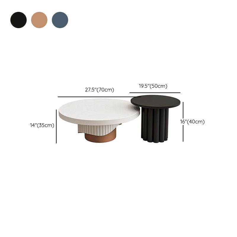 Pedestal Round Coffee Table Set Modern Minimalist Cocktail Table