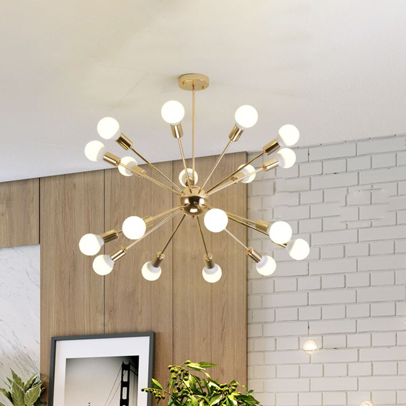 18/21 Lights Iron Chandelier Light Farmhouse Copper/Gold Finish Sputnik Ceiling Fixture for Dining Room