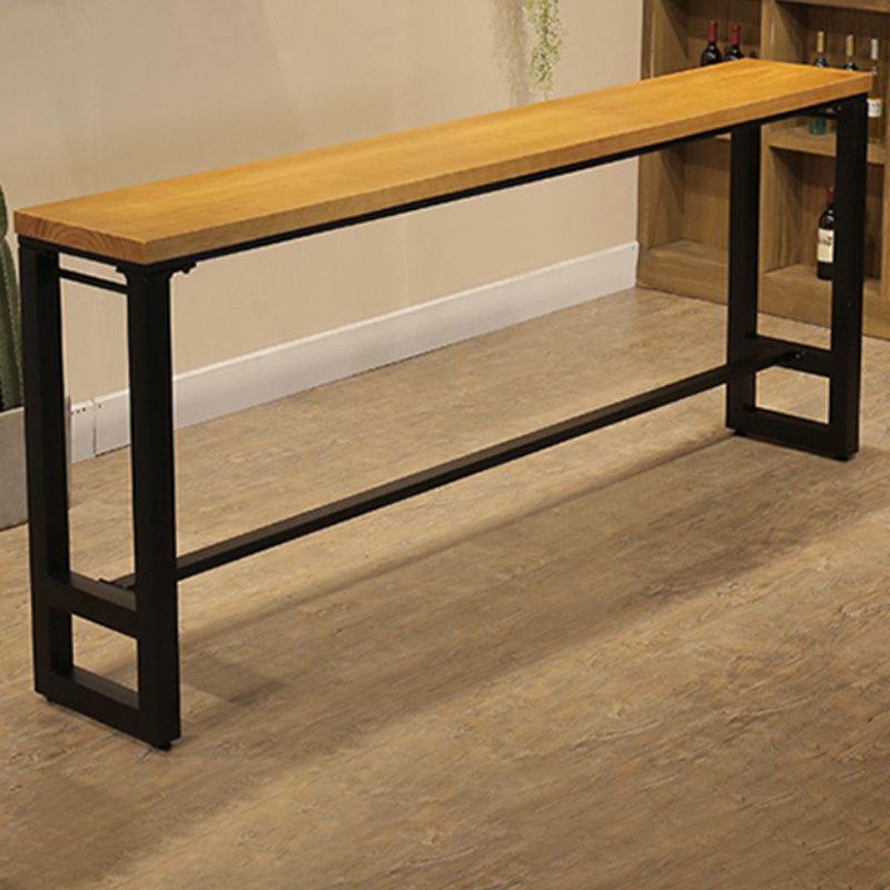 Pine Wood Bar Dining Table Industrial Style Rectangle Bar Table with Trestle for Bar