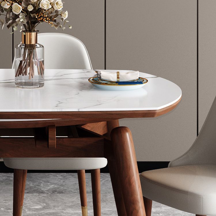 Table à manger ronde extensible table de pierre fritrée réglable moderne avec en bois 4 jambes
