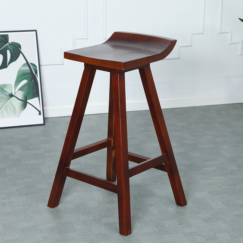 Restaurant Modern Simple Barstool Wood 4 Legs Bar Stool with Pedal