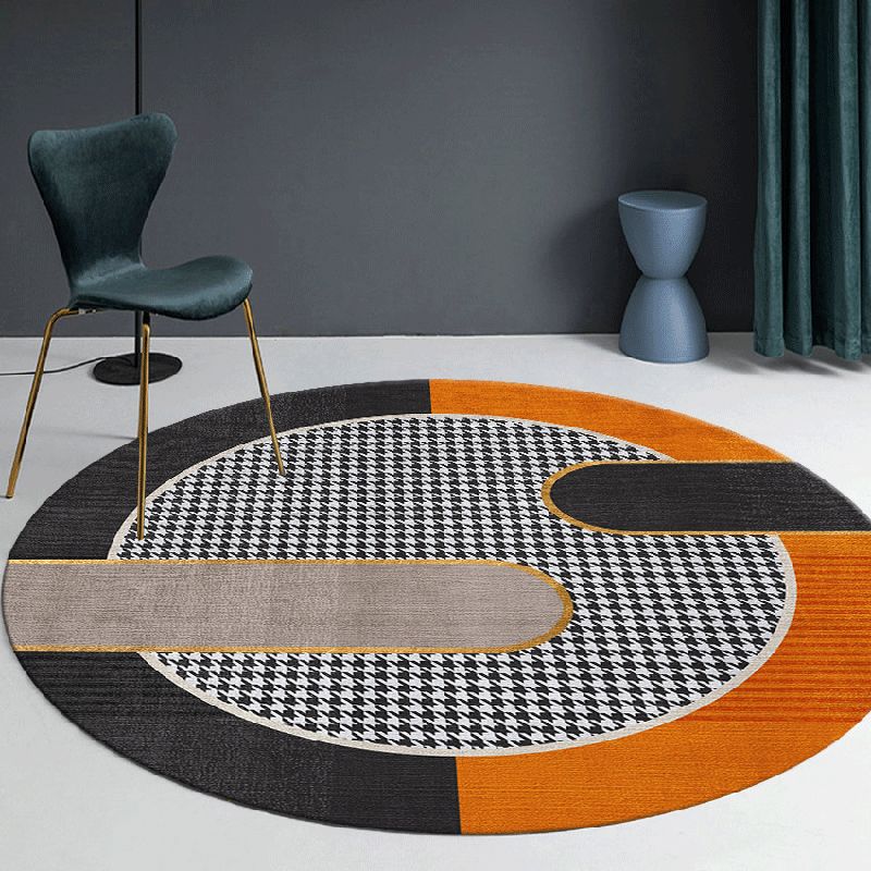 Modern Houndstooth Printed Carpet Polyester Indoor Carpet Stain Resistant Rug for Home Decoration