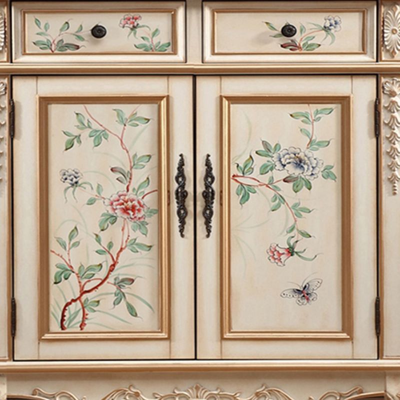 Industrial Cabriole Legs Accent Cabinet Solid Wood Storage Cabinet