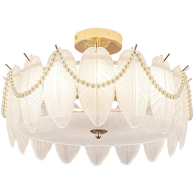 Contemporary Flush Mount Light Simple Flush Mount Ceiling Light Fixture with Glass Shade