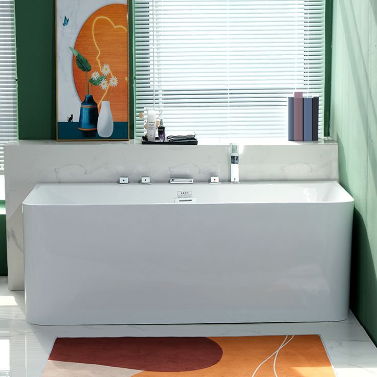 Back to Wall Rectangular Bath Antique Finish Soaking Modern Bathtub