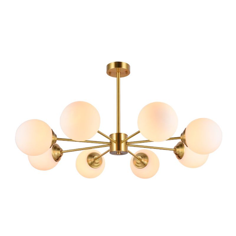 Nordic Simple Hanging Globe-Shaped Chandelier Pendant Light Milky Glass Ceiling Lights Fixture for Restaurant