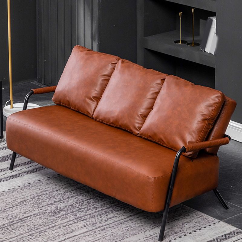 25.59" Wide Faux Leather Metal Frame Sofa 3 Seater Sofa for Living Room
