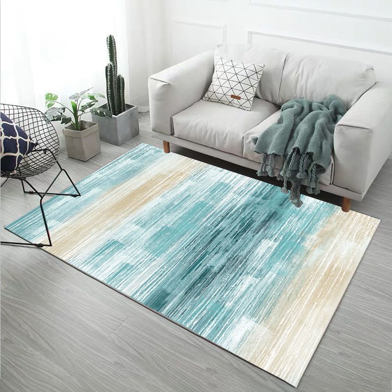 Yellow Modern Area Carpet Abstract Pattern Polyester Area Rug Stain Resistant Rug for Living Room