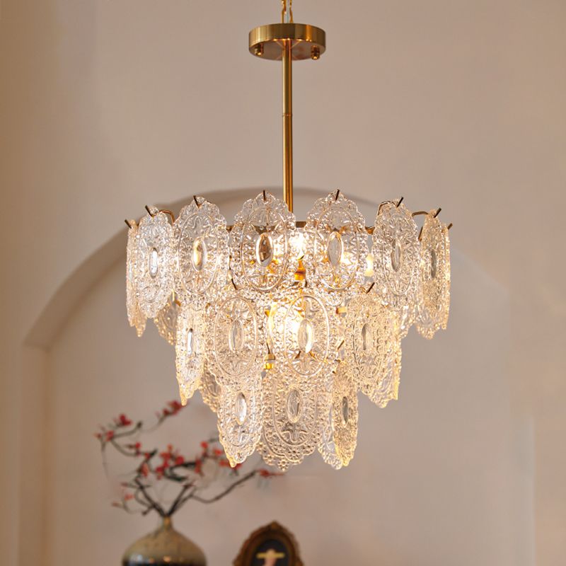Contemporary Style Geometry Pendant Chandeliers Glass Hanging Light Fixtures in Gold