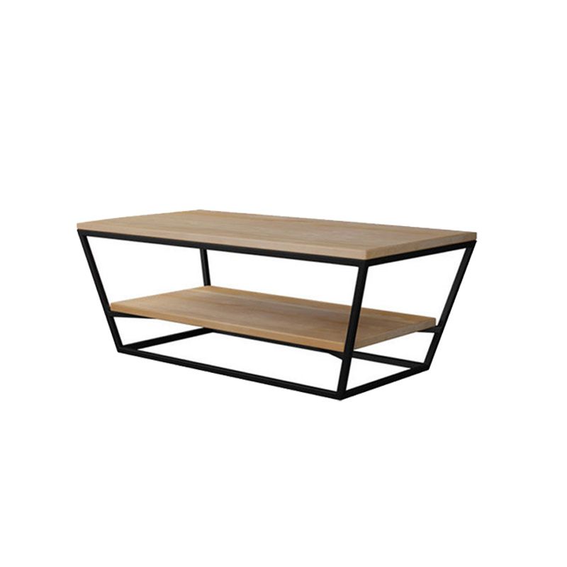 19.68" H Modern Wooden Coffee Table Steel Sled Cocktail Table with Shelf
