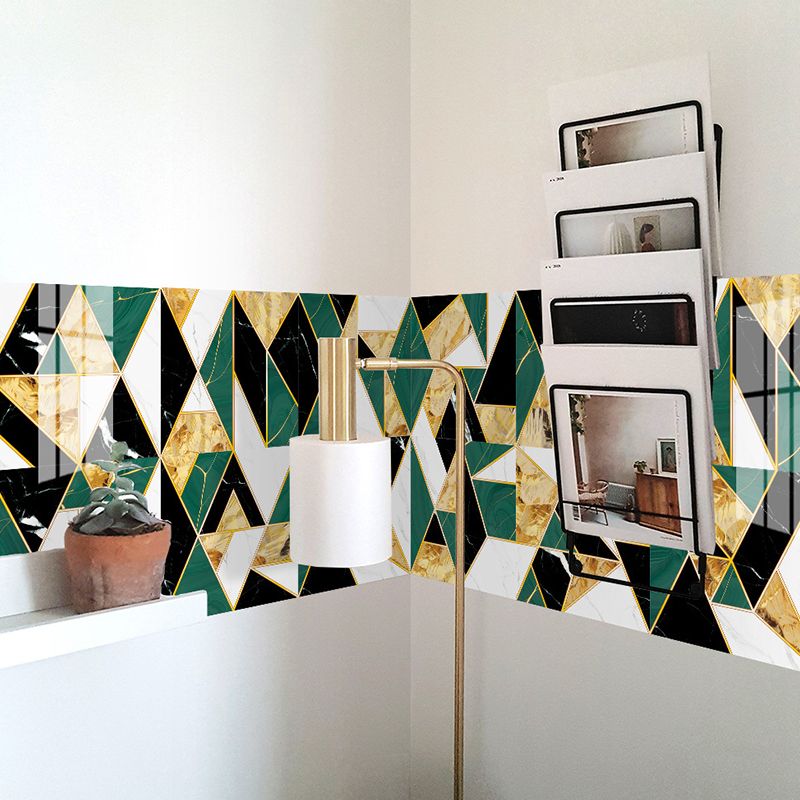 Mid Century Triangle Mosaic Wallpapers Blue and Black Peel and Stick Wall Decor for Living Room