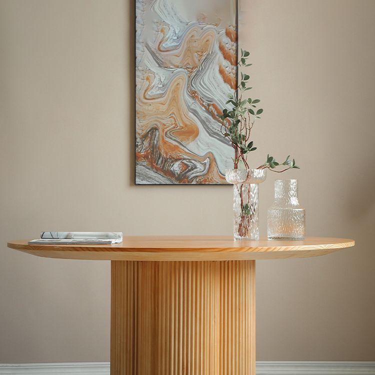 Juego de mesa de madera moderna de 5/7 con mesa redonda de comedor con sillas transversales