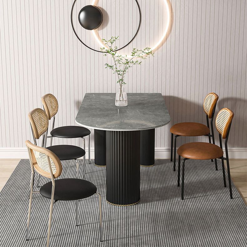 Metal Contemporary Free Form Dining Table Marble Top Table for Kitchen and Dining Room