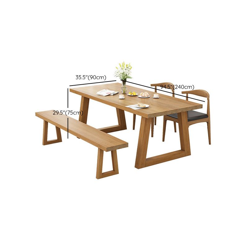 Pine Wood Dining Room Table Rectangle top Table with Sled Base