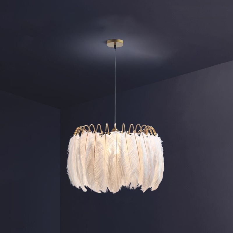 Éclairage pendentif à tambour blanc