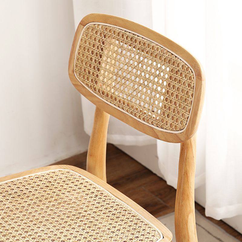 Chaises en bois d'hévéa de style tropical, cuisine, salle à manger, chaise latérale à dossier ouvert