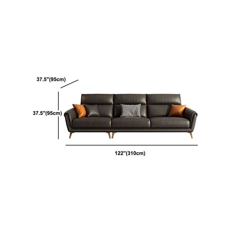 Contemporary Black Sewn Pillow Back Sloped Arm for Living Room Sofa