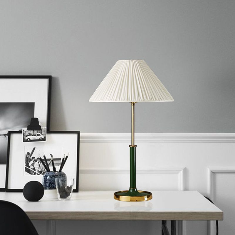 Abat-jour Empire en métal, éclairage de Table moderne, 1 lumière, lampe de nuit en tissu blanc pour salon