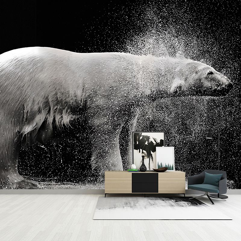 Cool Polar Bear Wall Covering for Living Room, Dark, Custom Size Available