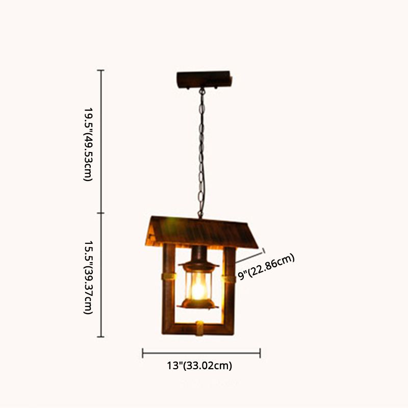 Bulbe simple bambou rectangulaire rétro suspendu lumière nautique de style kérosène modélisation de lampe suspendue lampe