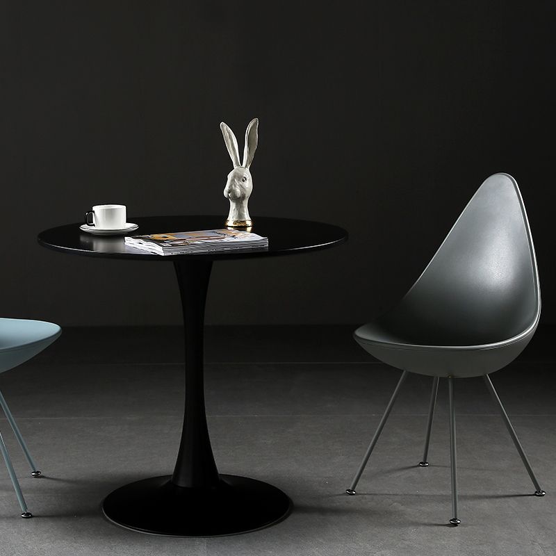 Metal Contemporary Round Dining Table Wood Top Table with Tulip