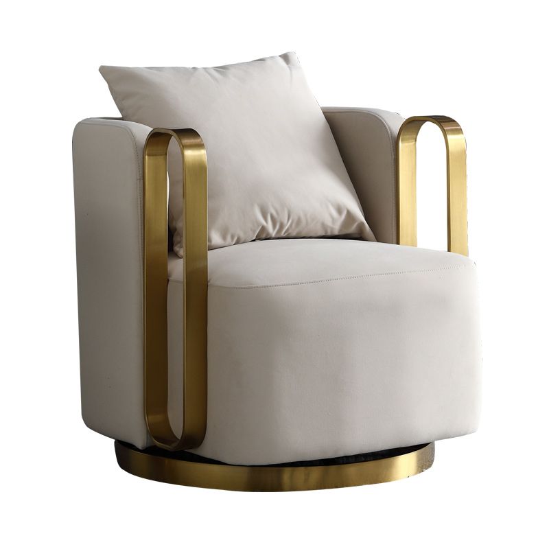 Glam Arm Chair Pillow Back Gold Base Arms Included Living Room Armchair