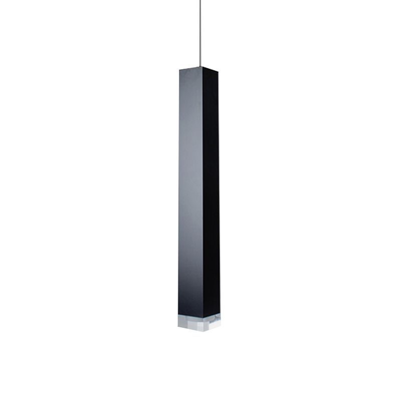 Modern Cuboid Suspension Light Metal Black/White Dining Room LED Pendant Light in White/Warm, 12"/19.5" H