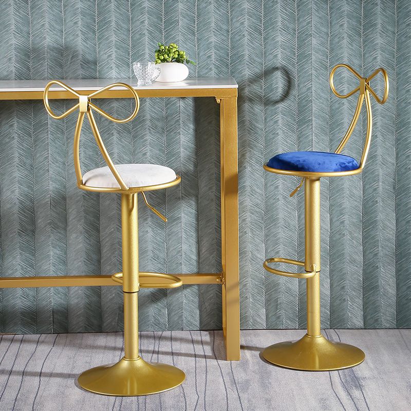 Glam Style Armless Counter Stool Upholstered Adjustable Height Bar Stool