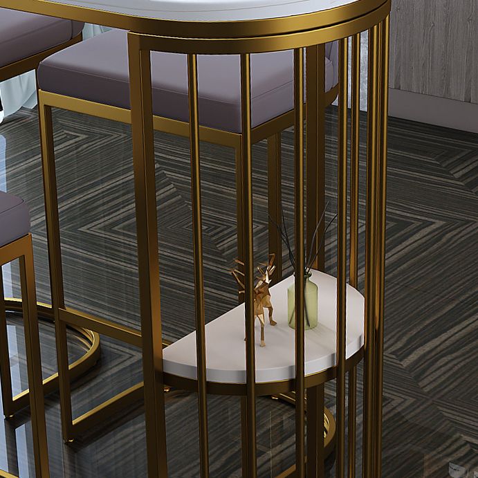 White Modern Style Bar Table in Faux Marble and Metal Specialty Milk Tea Shop Bar Table