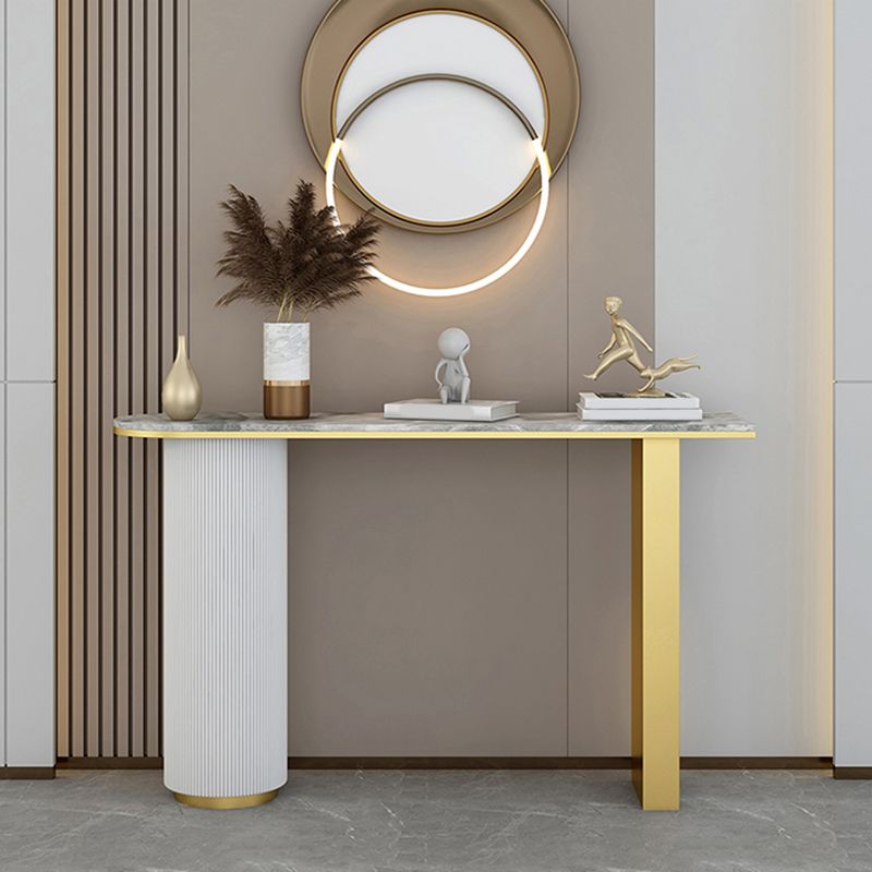 Glam Half Moon Console Table Marble Stain Resistant Scratch Resistant Console