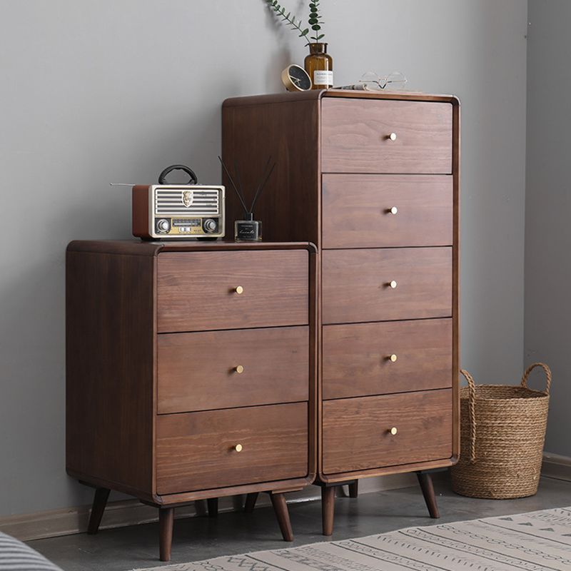 Mid-Century Modern Chest Pine Wood Drawer Knobs Rectangle Accent Chest