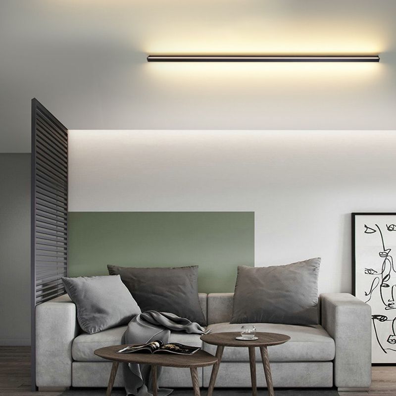 Linearer Schatten Metall Wandleuchter moderner Stil 1-Licht-Wandmontage Leuchte in Schwarz