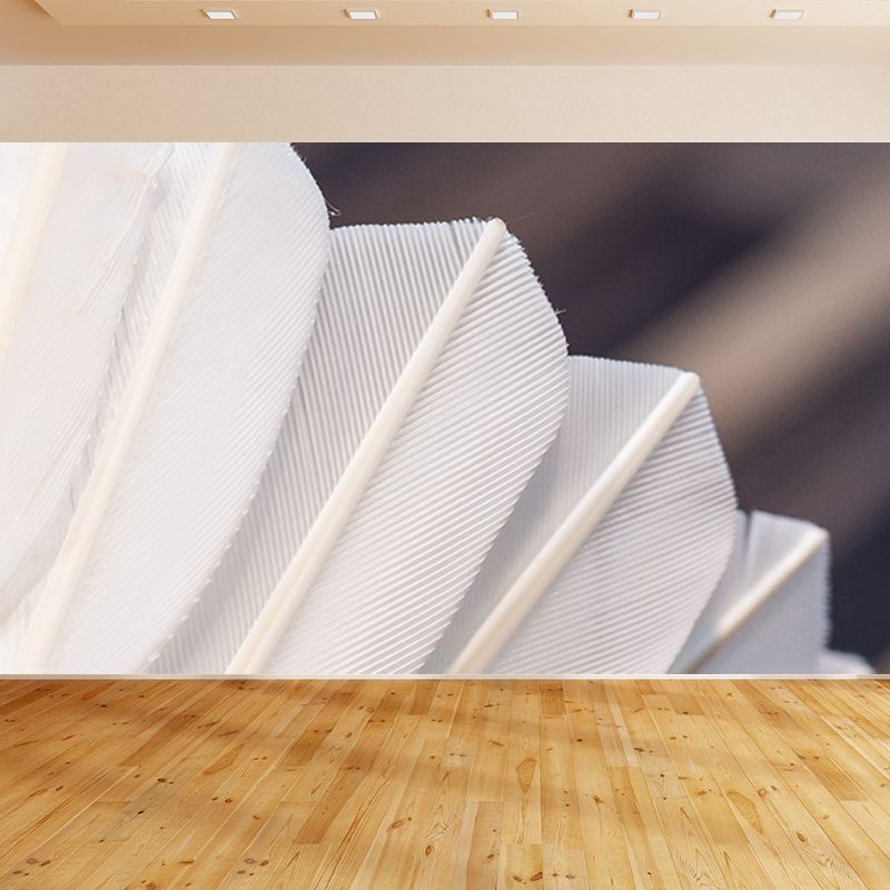 Light Feather Mural Wallpaper Minimalist Wall Covering for Sitting Room Decoration