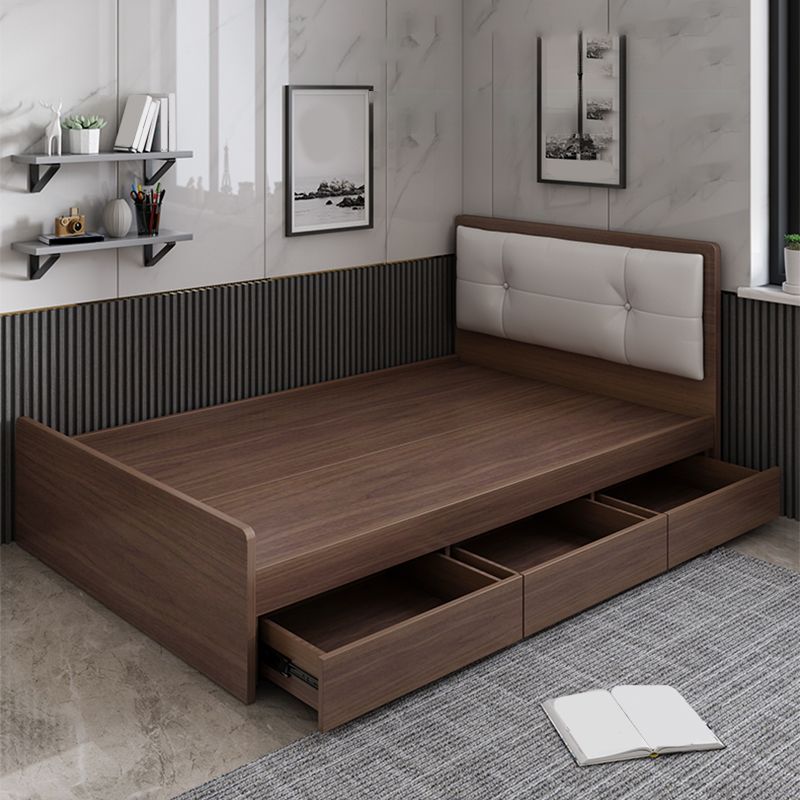 35.43" Scandinavian Panel Bed with Headboard Upholstered Low Profile Bed