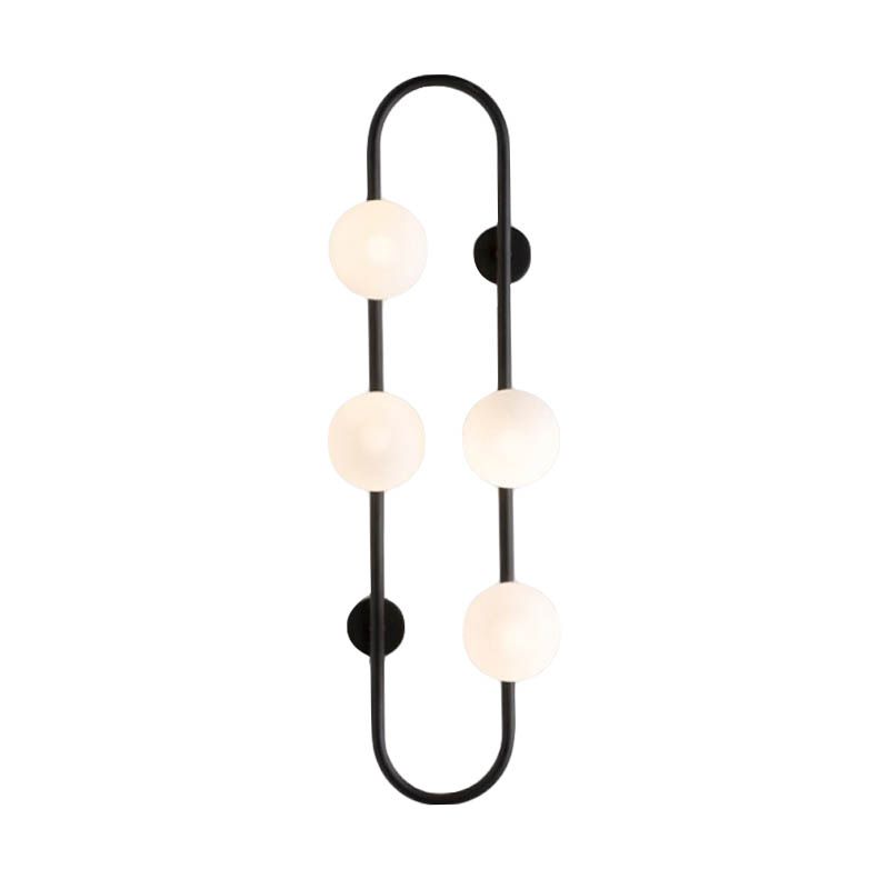 Globe Globe Murce Sronce Matte Blanc Verre 4-LIGHT LIGHT CHAMBRE ÉCLAIRAGE MUR EN NOIR / GOL avec une tige suspendue oblong