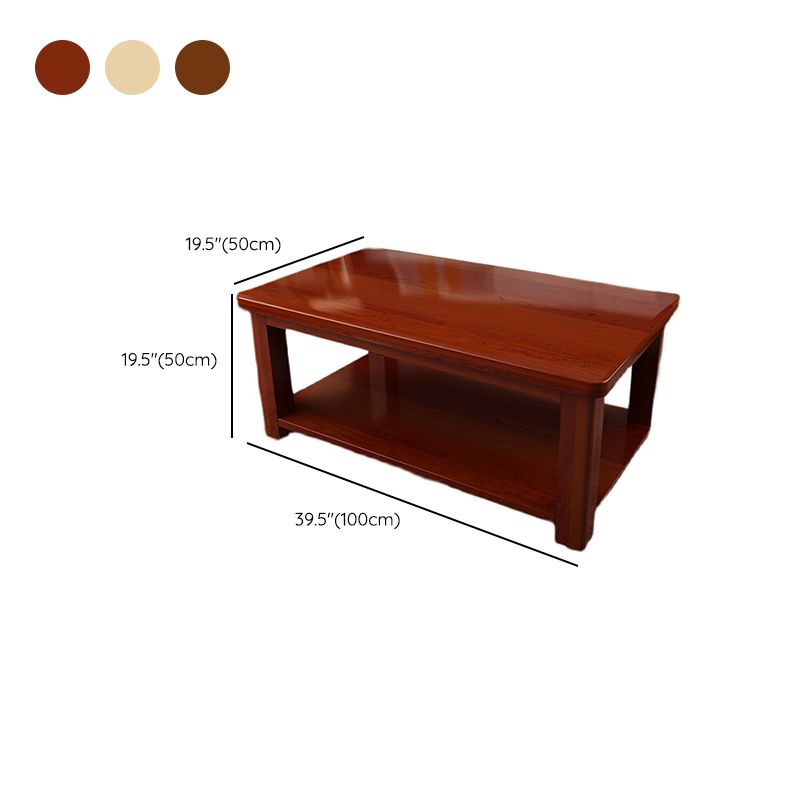 Modern 4 Legs Rectangle Cocktail Table Solid Wood Coffee Table