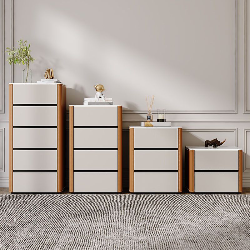 Contemporary Stone Storage Chest Bedroom Chest in White with Drawers