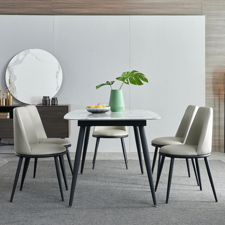 Rectangle Industrial Dining Table Fixed Table with Marble for Dining Room