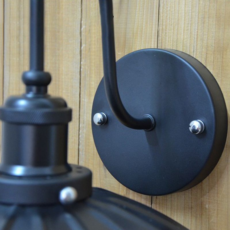 Schwanenhals Metall Wandleuchte leichte Industrie 9,5 "/13" W 1 Light Corridor Wandlampe mit überbrochenem Schatten in Schwarz