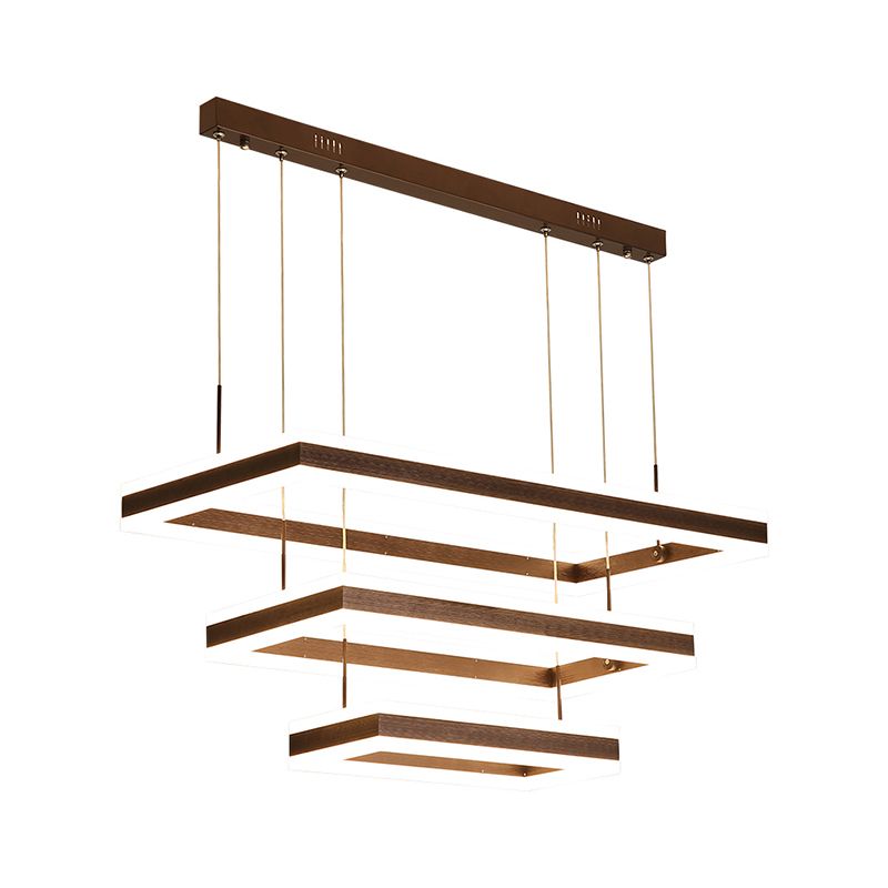 Rectangular Acrylic LED Chandelier Simplicity Coffee Ceiling Suspension Lamp for Bedroom