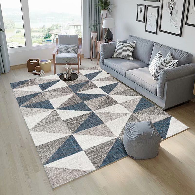 Apricot Geometric Indoor Rug Polyester Rug Minimalist  Carpet Non-Split for Home Decoration