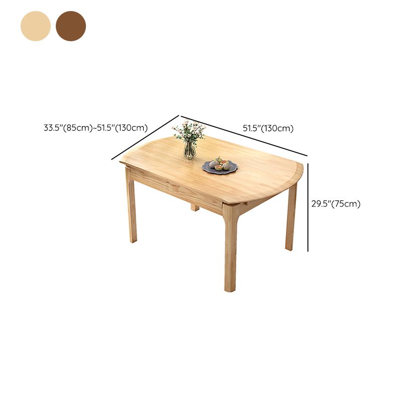 Modern Round Rubberwood Retractable Dining Table with 4 Legs