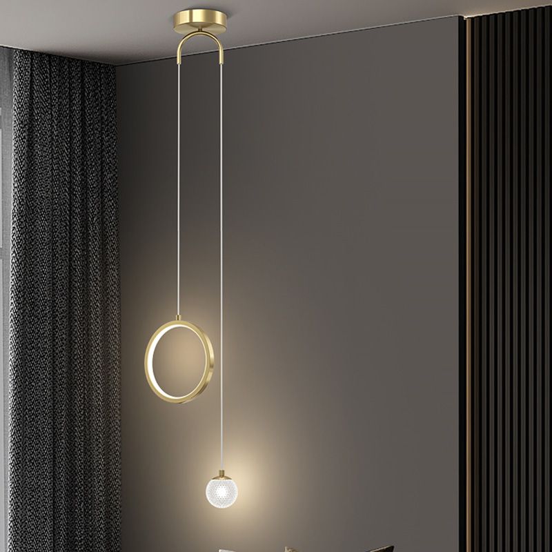 Contemporary Circular Ring Pendant LED Pendant in Golden for Bar Study Room
