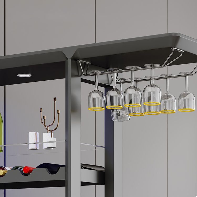 Modern Rectangle Bar Table Artificial Wood Table with Wine Cabinet for Living Room