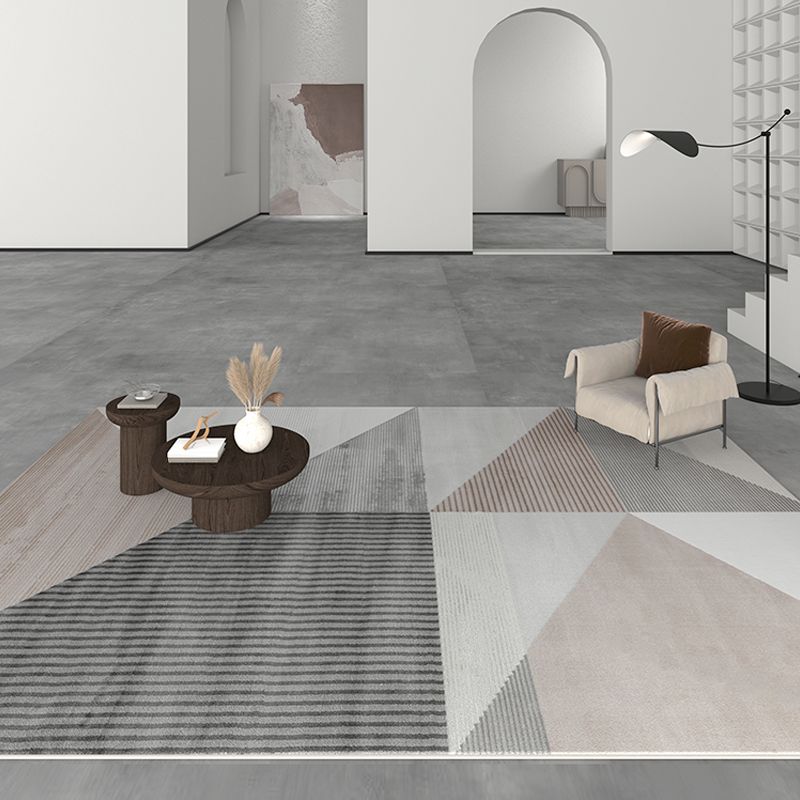 Rug Modern Geometric Pattern Carpet Rectangle Stain Resistant Indoor Rug