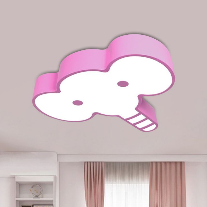 Elephant Face LED Flush Mount Fixture Kids Acrylic Red/Pink/Yellow Flush Ceiling Light for Bedchamber
